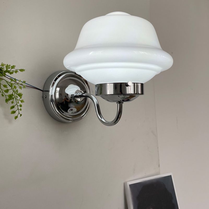 Glass Geometric Wall Sconces Industrial Style 1 Light Wall Mounted Lamps in White