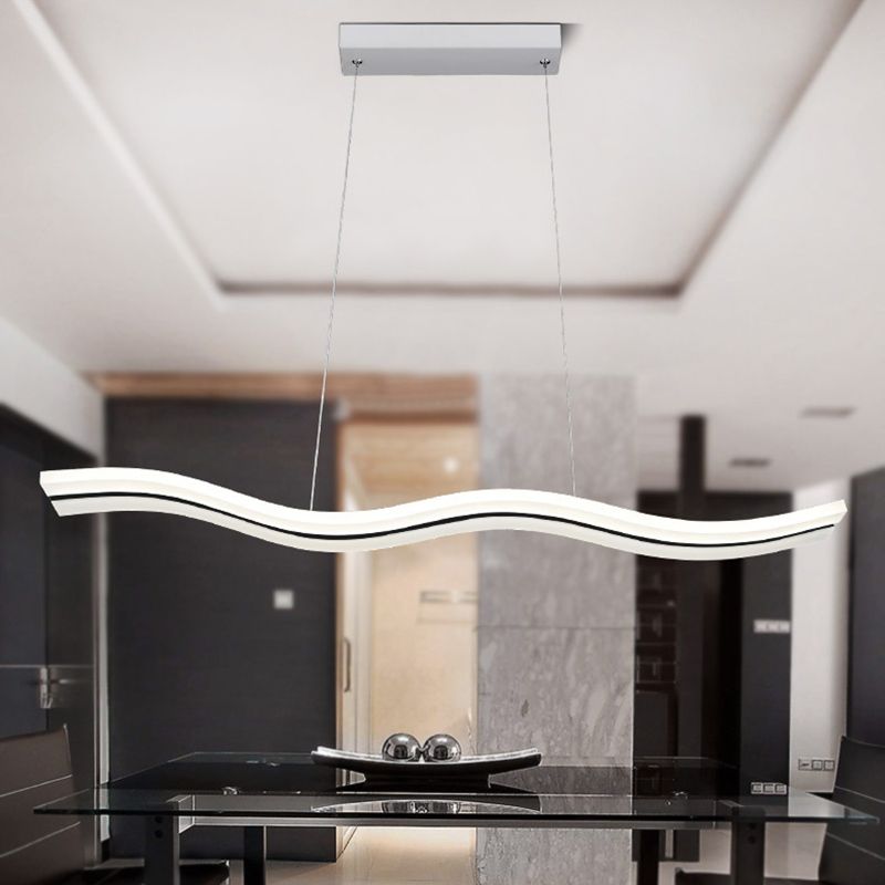 Acrylic White LED Island Light in Modern Concise Style Iron Waveform Pendant Light for Dining Room