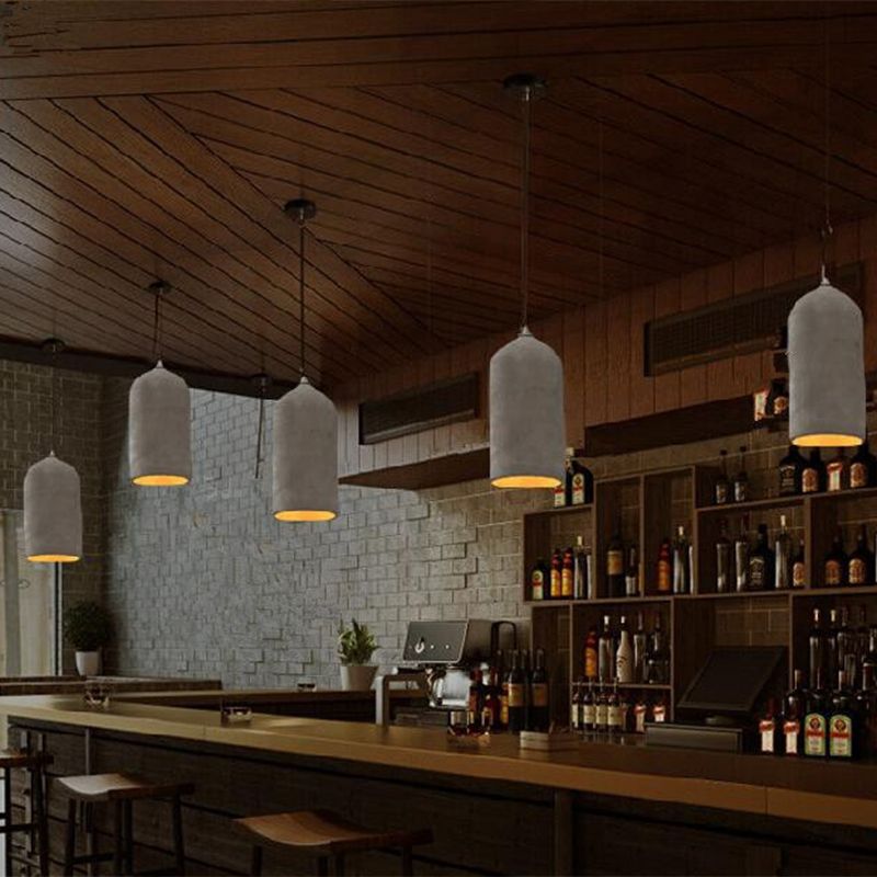 Restaurant de cylindre suspension suspendue ciment moderne pendant plafond lumière en gris
