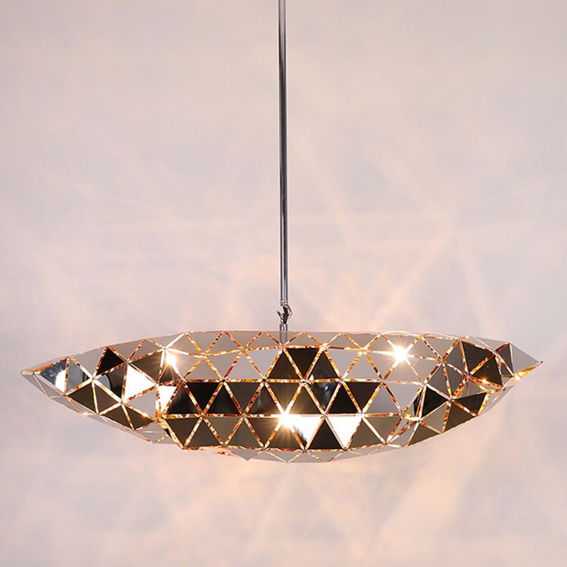 Chrome Laser-Cut Pendant Lamp Decorative Postmodern Stainless Steel Suspension Light