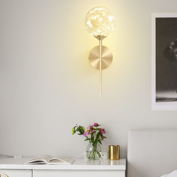 Creative Indoor Decoration Wall Light Up Light Star Wall Sconce in Pure Glass Ball Shade