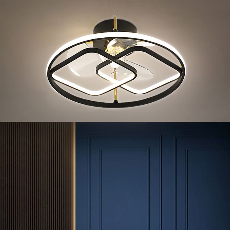 Minimalistische kreisförmige Deckenventilator Leuchte Acryl Schlafzimmer LED LED LEMI BUSH MOUNT LAUT
