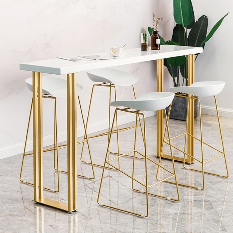 White Wood Table Rectangle Contemporary with Metal Base Cocktail Table with Base