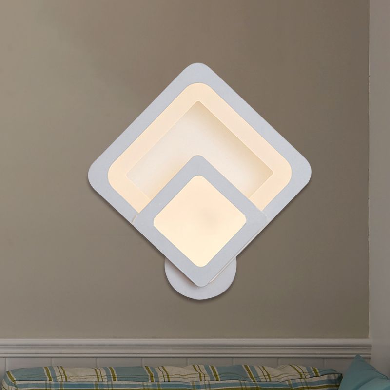 Luz de apliques de pared LED simple con tono acrílico Lámpara montada en la pared blanca cuadrada/ovalada en cálido/blanco