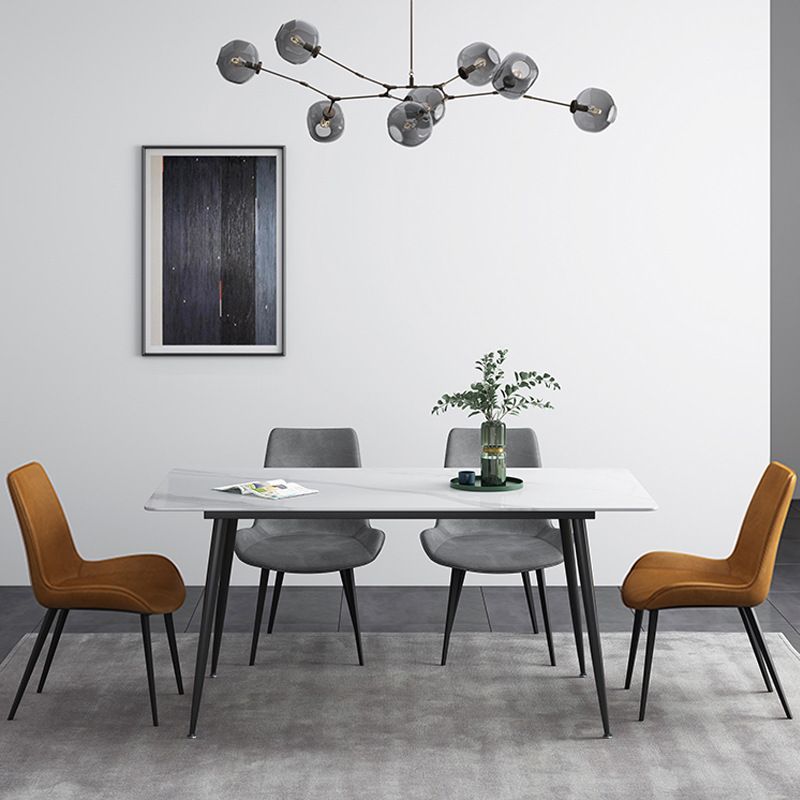 Industrial Rectangle Stone Table Standard Height Kitchen Table with 4 Legs