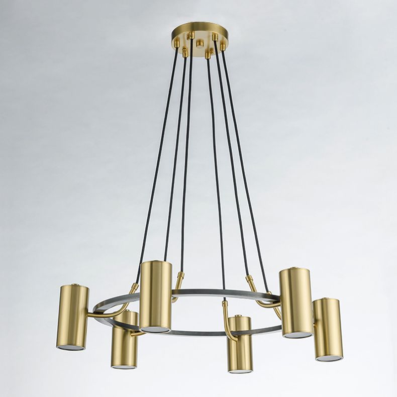 Lámpara de lámpara de metal de estilo posmoderno lámpara de oro cilindro luz colgante