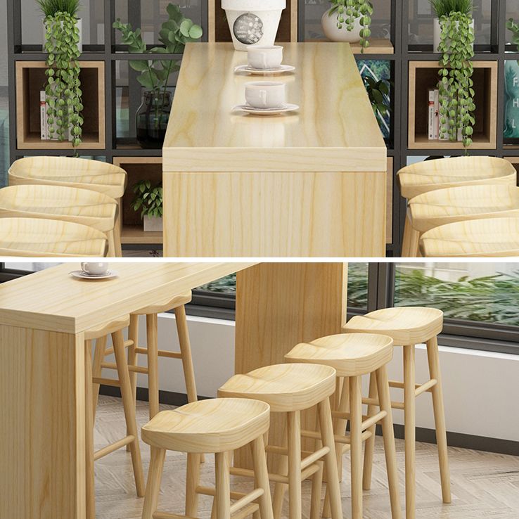 1/5/9 Pieces Modern Rectangle Solid Wood Pub Table with High Stools