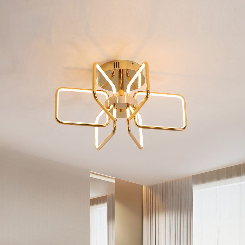 23.5 "/31,5" W Gouden rechthoek plafondlicht Modernisme Led Acryl Semi Montage verlichting voor slaapkamer