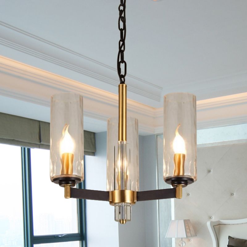 Vintage cilinder kroonluchter verlichting armatuur 3/5/6 bollen helder waterglas hanglamp in zwart en goud