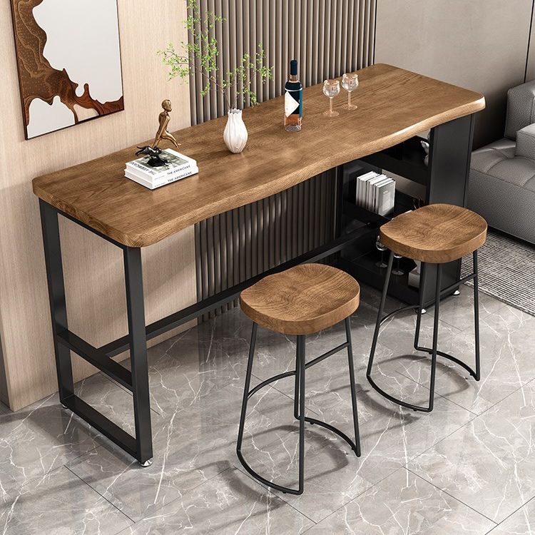Industrial Rectangle Pub Table Set 1/3 Pieces Wooden Counter Table with Backless Stools