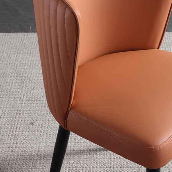 Orange and Gray Dining Chairs Glam Faux Leather Armless Side Chair