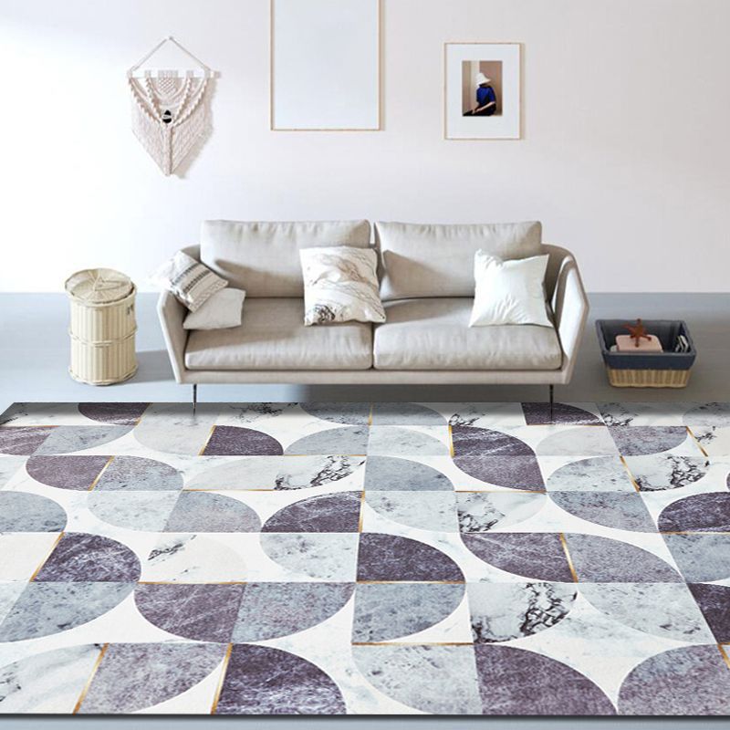 Unique Geometric Pattern Rug Grey Modernism Rug Polyester Pet Friendly Washable Non-Slip Area Rug for Bedroom