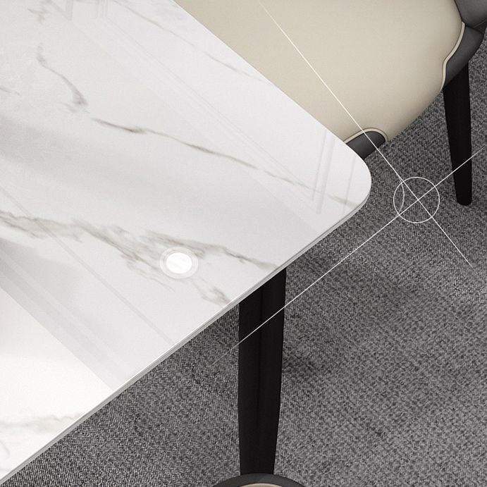 Industrial Square Shape Standard Dining Table Sintered Stone Top Dining Table for Kitchen