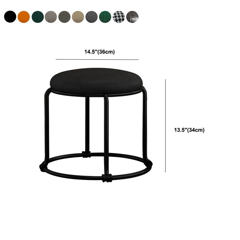 Contemporary Ottoman Fabric Upholstered Solid Color Round Ottoman