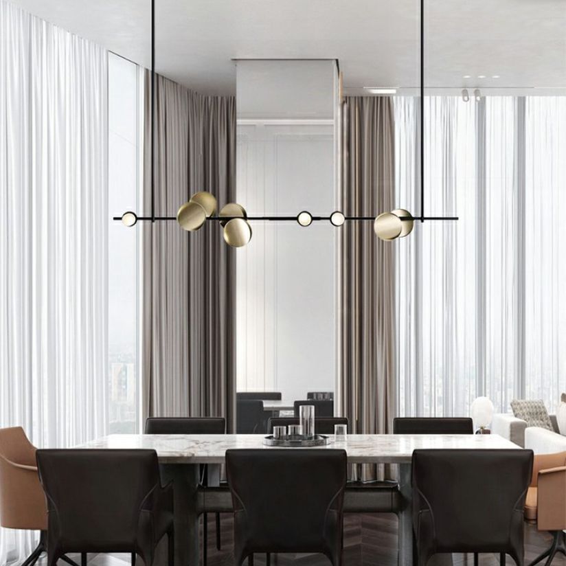 Modern Island Pendant Lamps 9-Light Restaurant Hanging Light Fixtures with Metal Shade