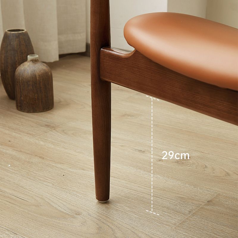 Square Arms Side Chair Genuine Leather Lounge Chair for Living Room