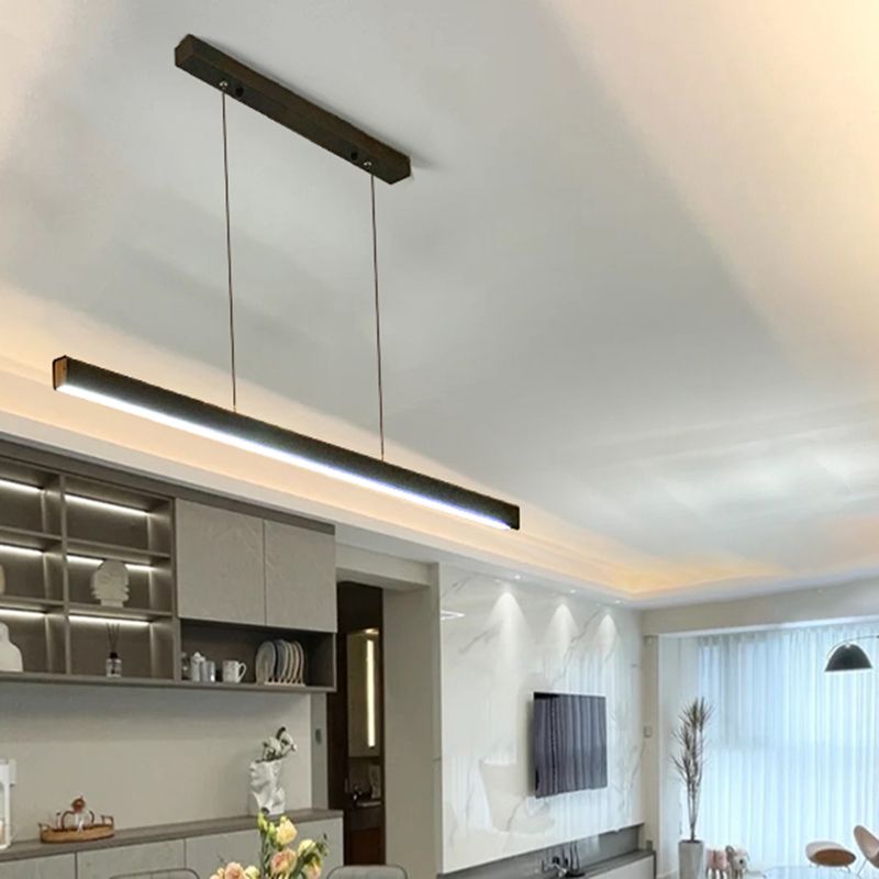 Contemporary Metal Linear Shape Pendant Light with Acrylic Shade for Living Room