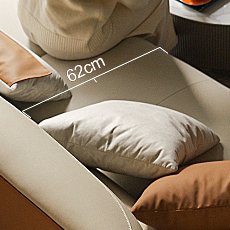 Contemporary Sewn Pillow Back Standard Flared Arm Genuine Leather Sofa