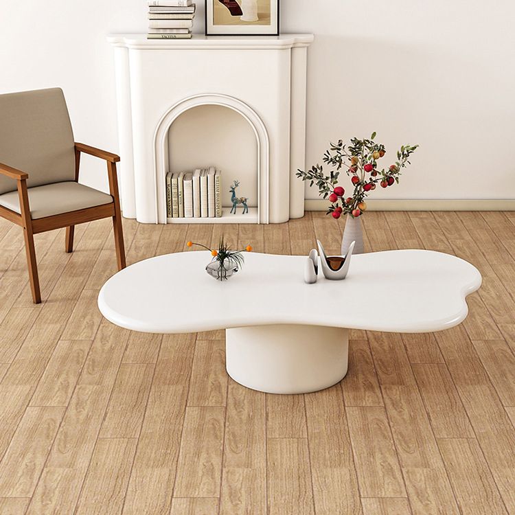 Scandinavian Free Form Coffee Table with Pedestal Base in Solid Wood