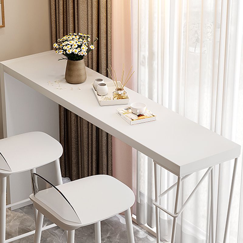 Modern White Bistro Bar Table Rectangle Solid Wood Bar Table for Home