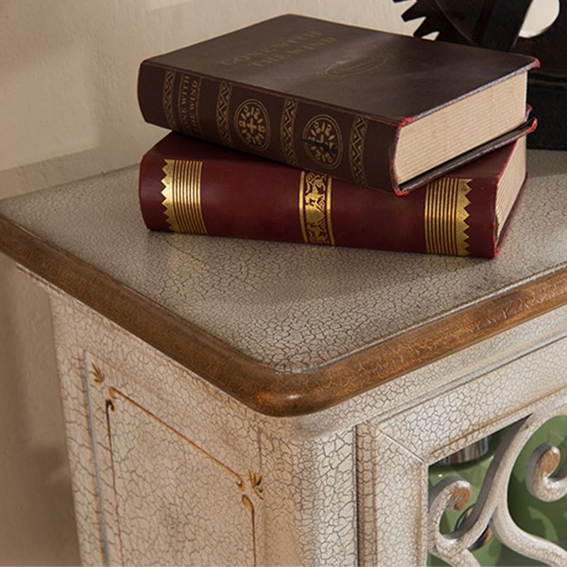 Industrial Cabriole Legs Accent Cabinet Solid Wood Storage Cabinet with Drawer