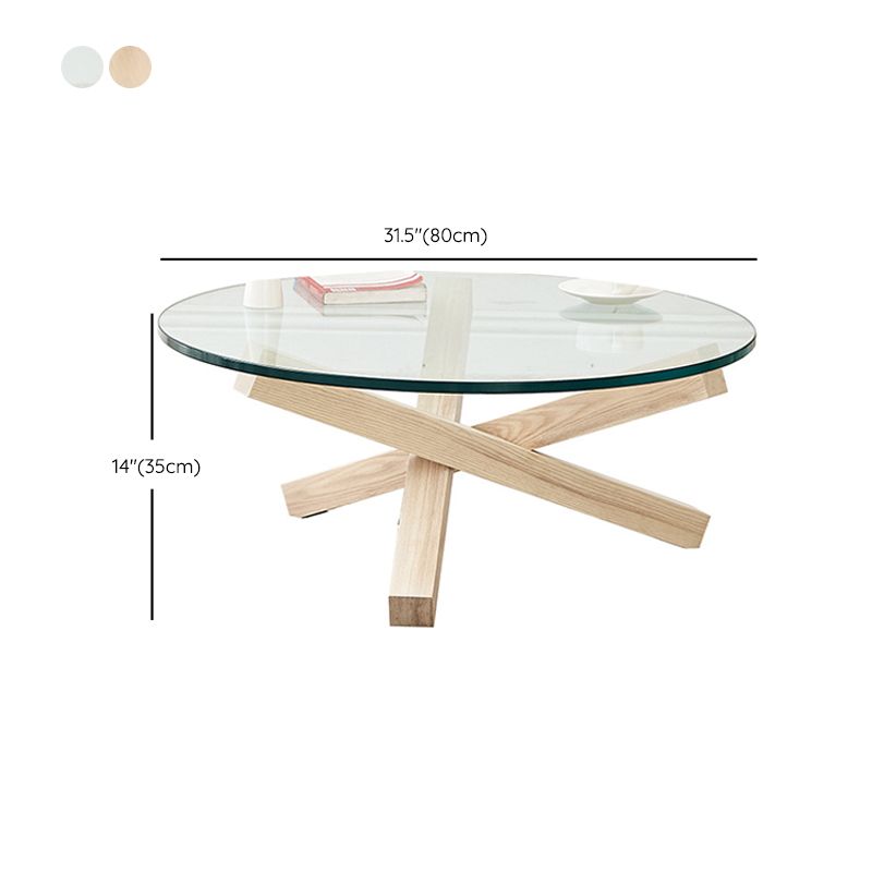 Scandinavian Coffee Table with Solid Wood Cross Legs in Natural