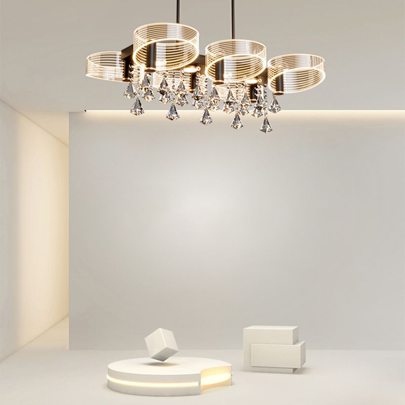 Luces de lámpara de araña de isla de estilo moderno luces colgantes de aluminio LED para comedor