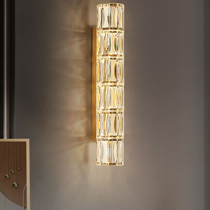 Cylinder Shape Crystal Wall Sconces Modern Multi-Lights Wall Mount Light Fixture