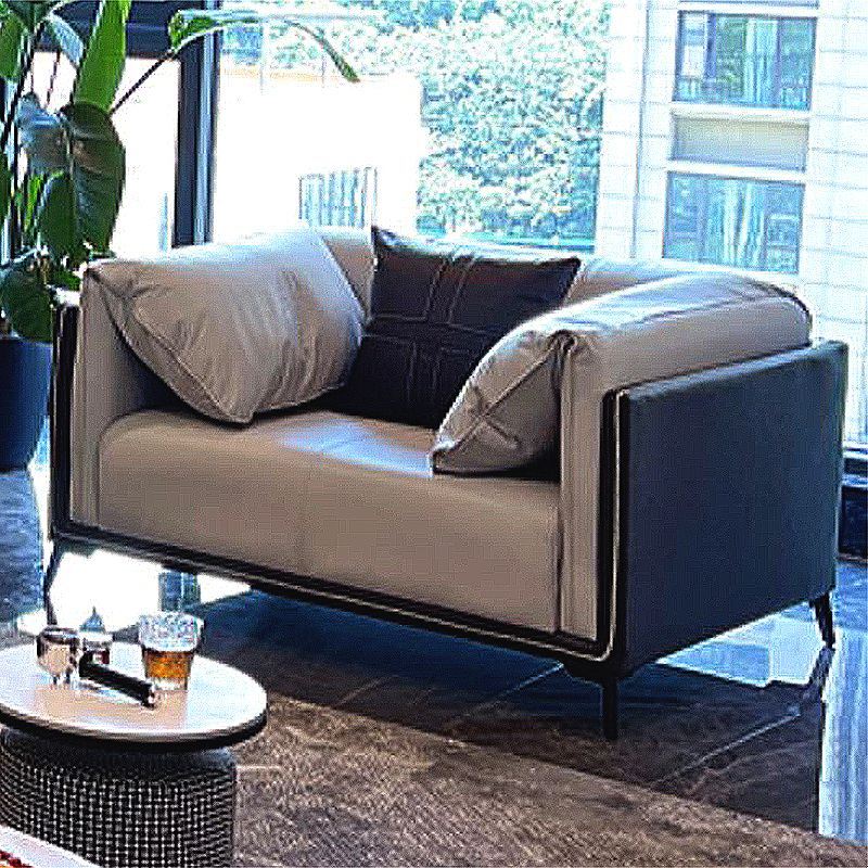 Modern Faux Leather Pillow Top Arm Sofa/Sectional Pillowed Back Cushions