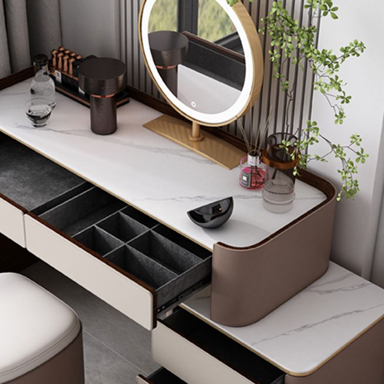 Contemporary 30.7" Height Slate Top Table Makeup Vanity with Drawers