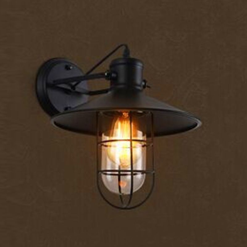 Flared Wall Sconce Lighting Industrial Style Metal 1 Light Wall Mounted Light
