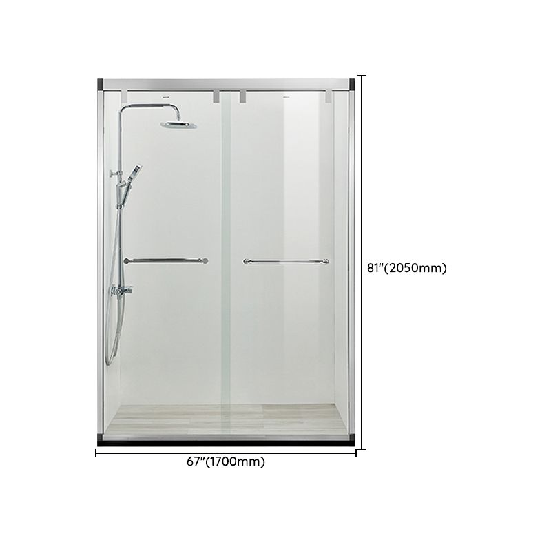 Black Double Sliding Shower Bath Door Semi-Frameless Tempered Shower Doors