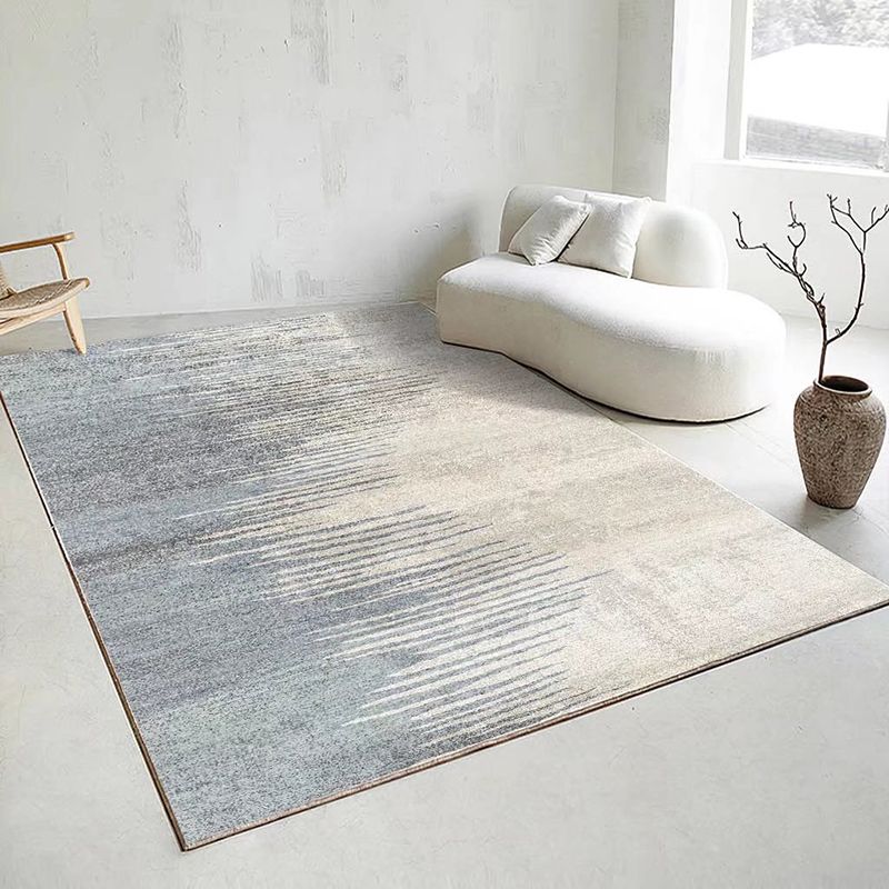 Beige Striped Rug Polyester Modern Rug Stain Resistant Rug for Living Room