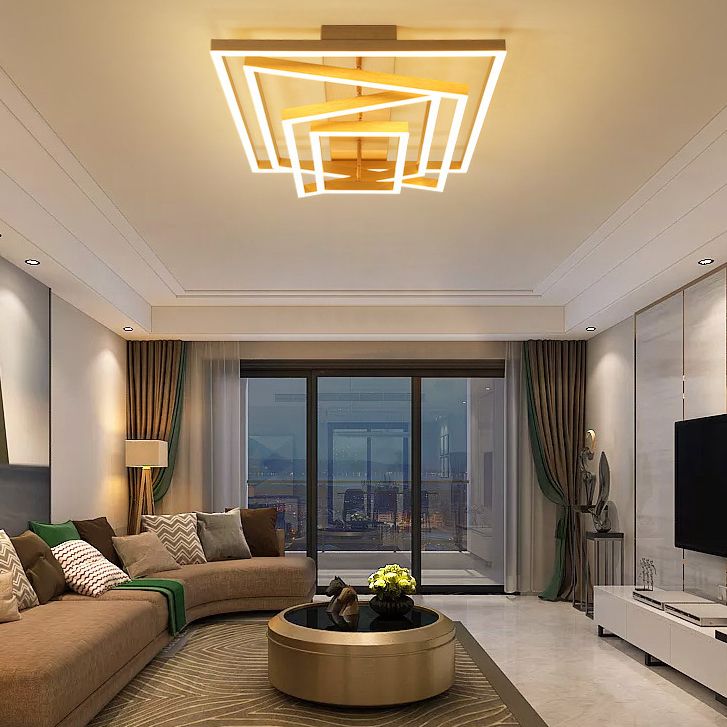 Contemporary Rectangle Flush Light Fixture Metal Flushmount Lighting for Living Room