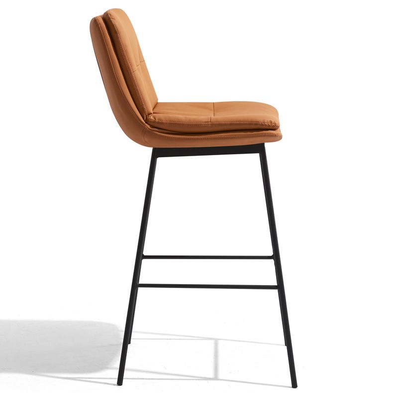 Contemporary Metal Leather Bar Stools Indoor Barstool with Iron Legs and Footrest