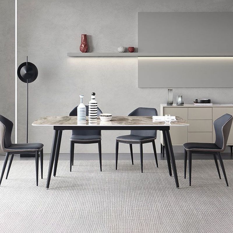 Contemporary Style 1/2/3/5/7 Pieces Dining Chairs Set Rectangle Stone Furniture in Gray