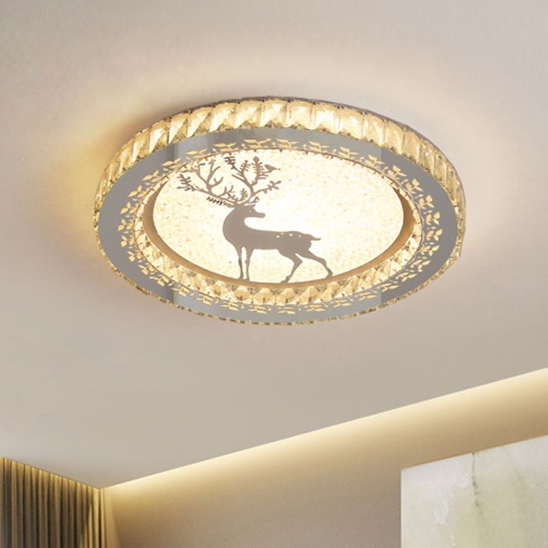 Lampada da incasso a cerchio in acciaio inossidabile modernista con blocco di cristallo a LED con motivo a cervo