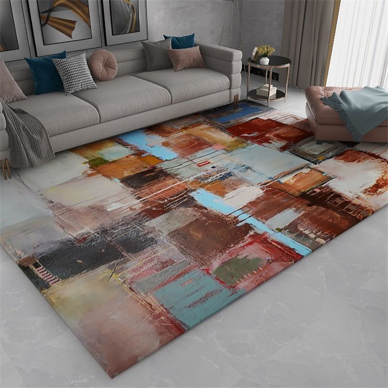 Blue Modern Carpet Polyester Graphic Carpet Washable Carpet for Home Decoration