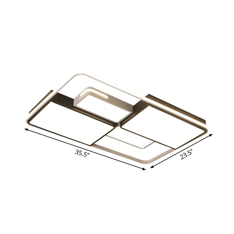 Quadratische/rechteckige Deckeneinbauleuchte mit warmem/weißem Licht, moderne LED-Einbauleuchte in Schwarz und Weiß, 16"/19,5"/23,5"/35,5" Breite