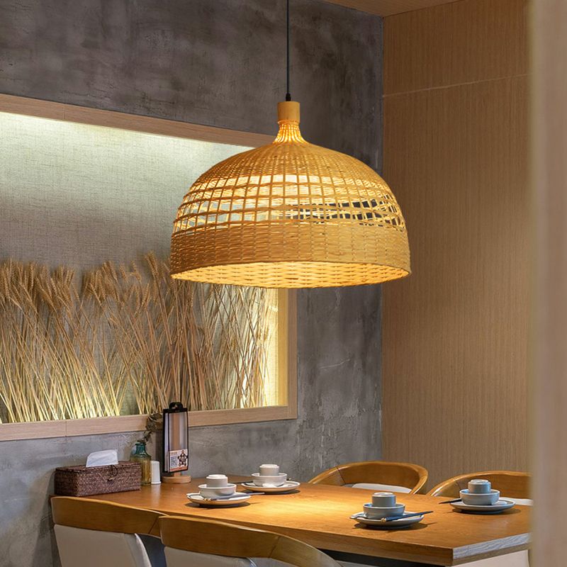 Schüsselform hängen hängende Beleuchtung moderner Stil Bambus 1 Licht Anhängerlampe für Teehaus