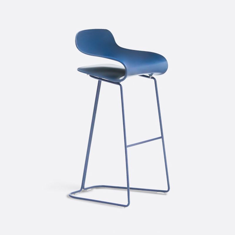 Contemporary Footrest Low Back Barstool Plastic Matte Finish Coffee Shop Stool