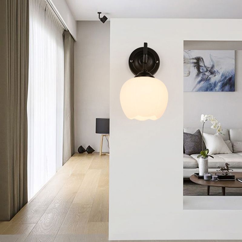 Industrial Style Wall Sconce Grass 1 Light Sconces in Black for Living Room