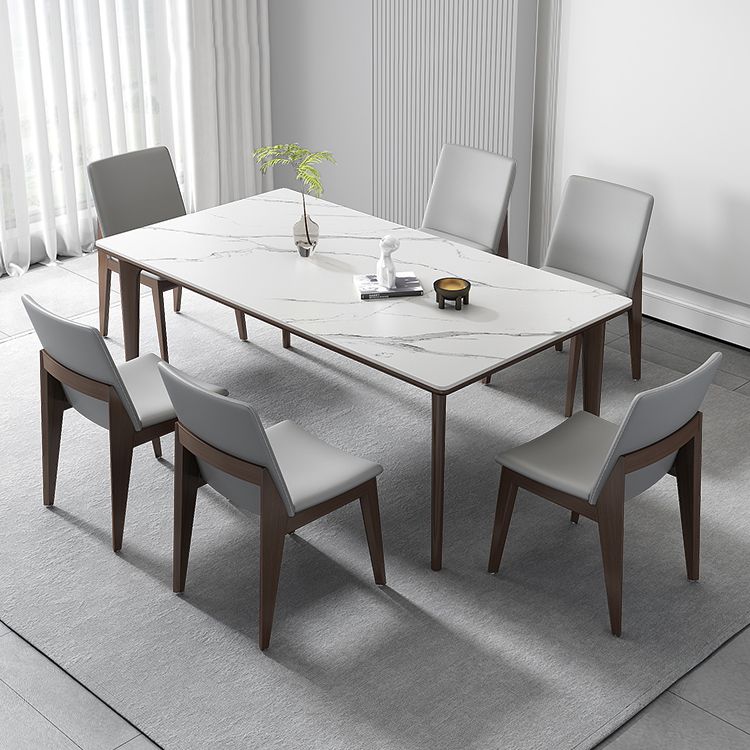 Industrial Rectangle Shape Dining Table Sintered Stone Fixed Desk for Home
