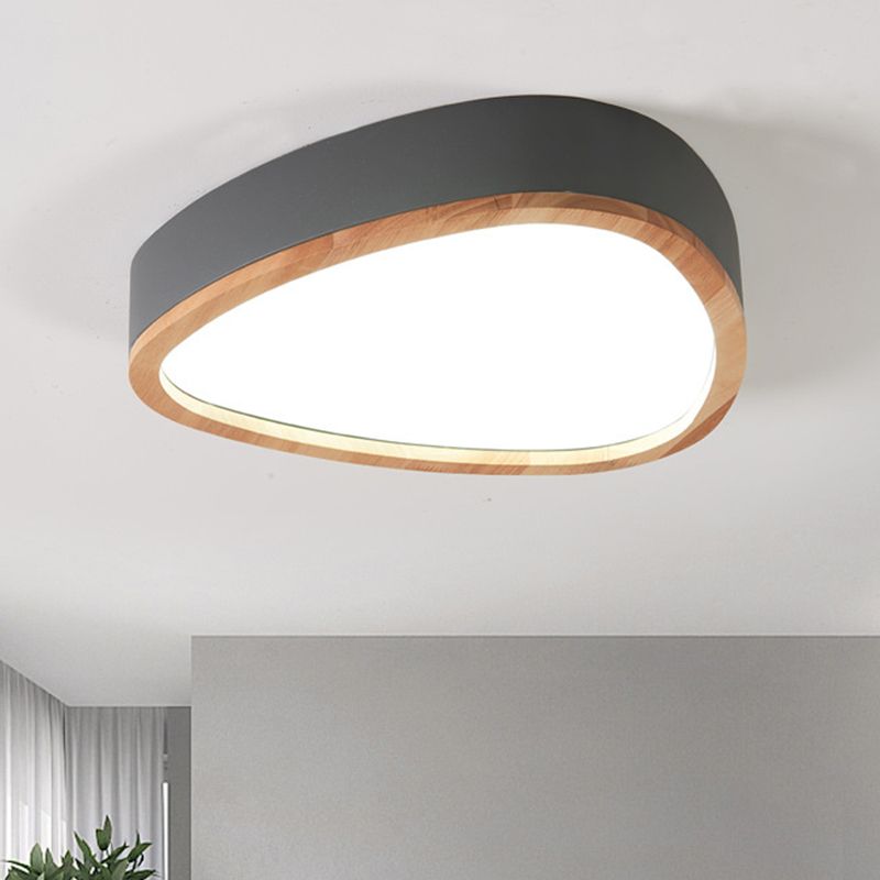 Preciosa lámpara de techo empotrada en forma de lágrima, accesorio de techo LED de madera y acrílico para dormitorio de niños