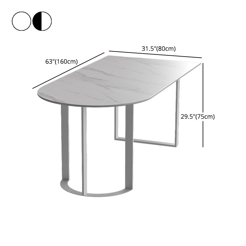 Contemporary Style Dining Table Stone Dining Room Table with Double Pedestal
