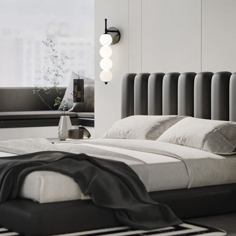 Contemporary Metal Ball Shape Wall Sconce with Glass Shade for Living Room