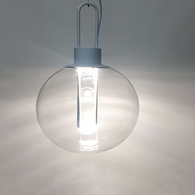 Sphere Pendant Lighting Contemporary Clear Glass 1 Light White/Black Hanging Lamp Fixture for Restaurant in White Light