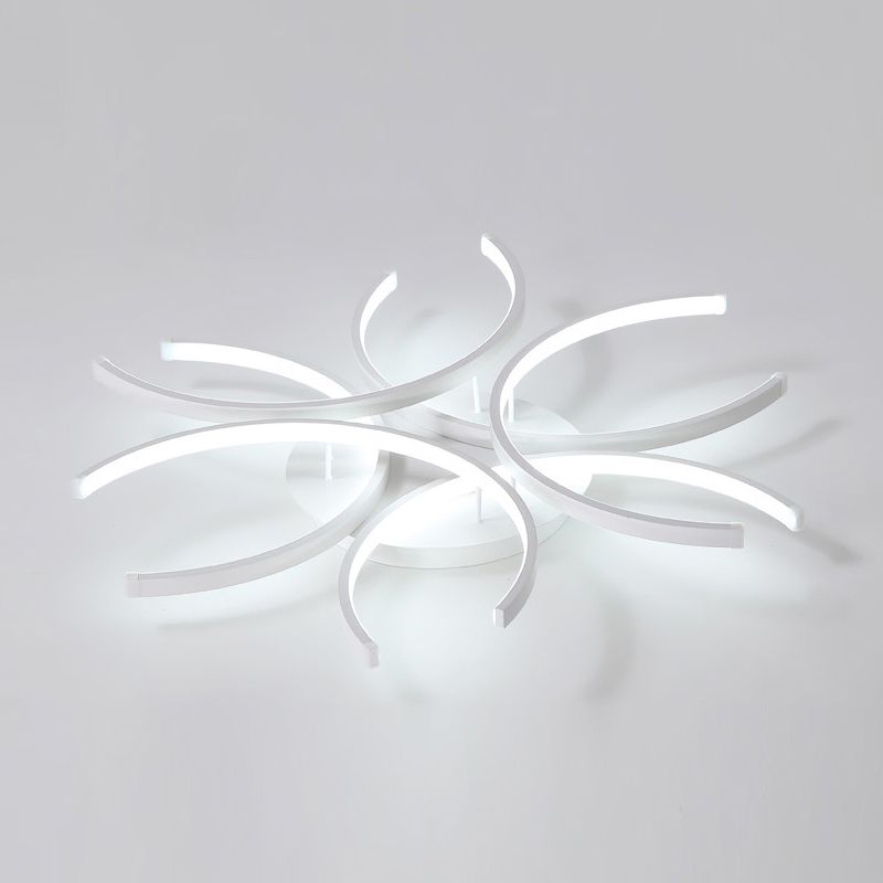 Zeitgenössische Flush -Leuchten linear 6 Leuchtmetall Flush -Brunnenlampen in Weiß