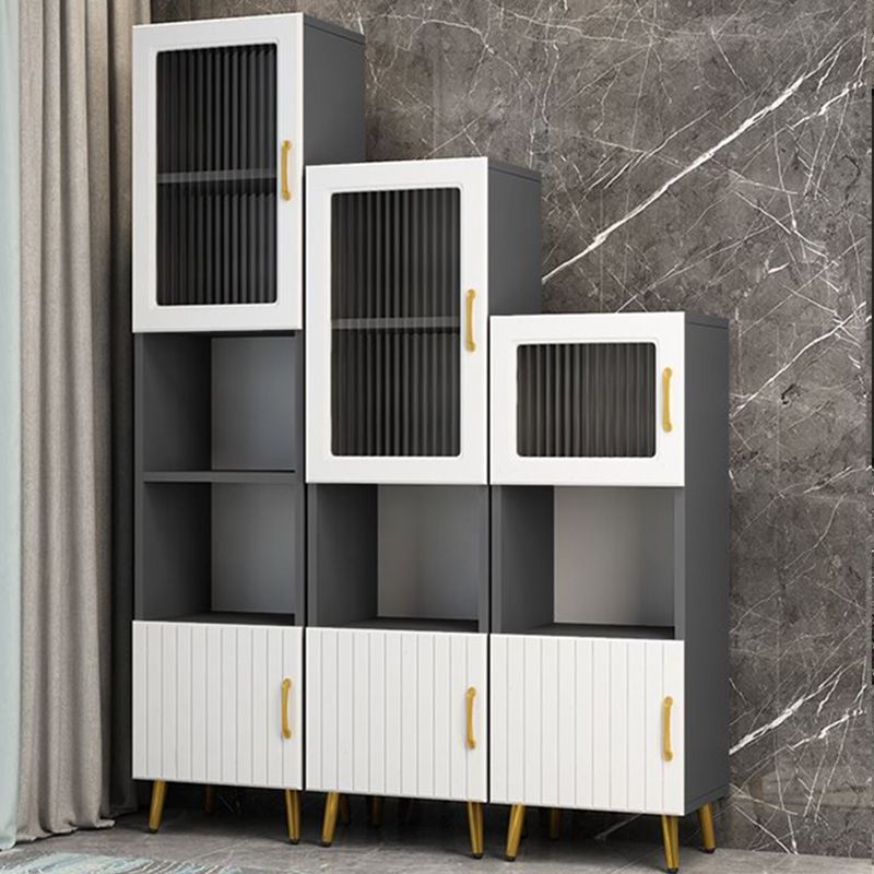 15.7" W Modern Glass Paned Cabinet Shelves Included Side Cabinet with 2 Doors