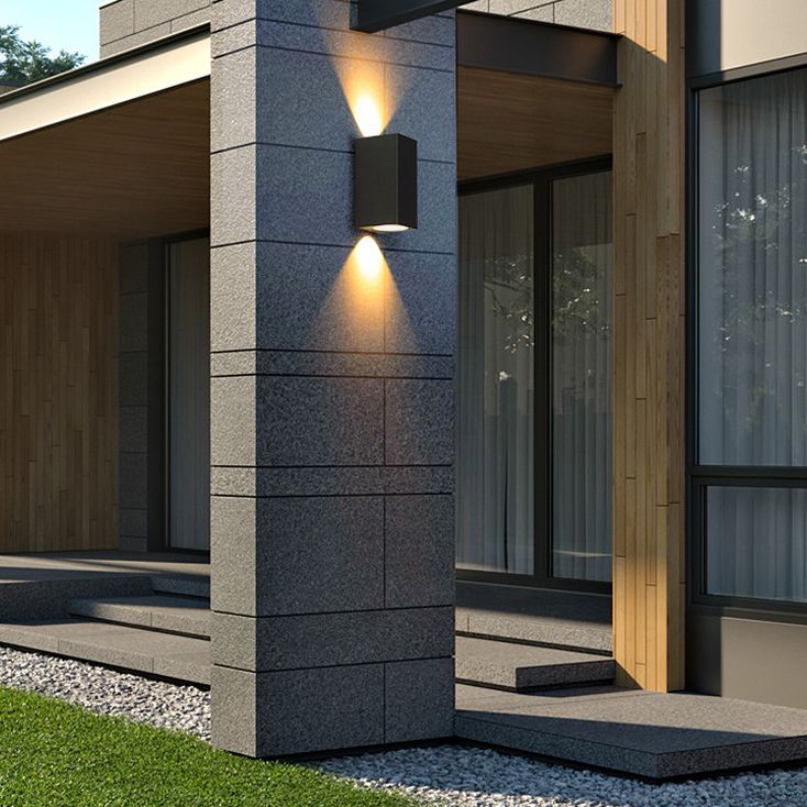 2 Lights Rectangular Wall Lighting Fixtures Modern Style Metal Wall Washer Sconce